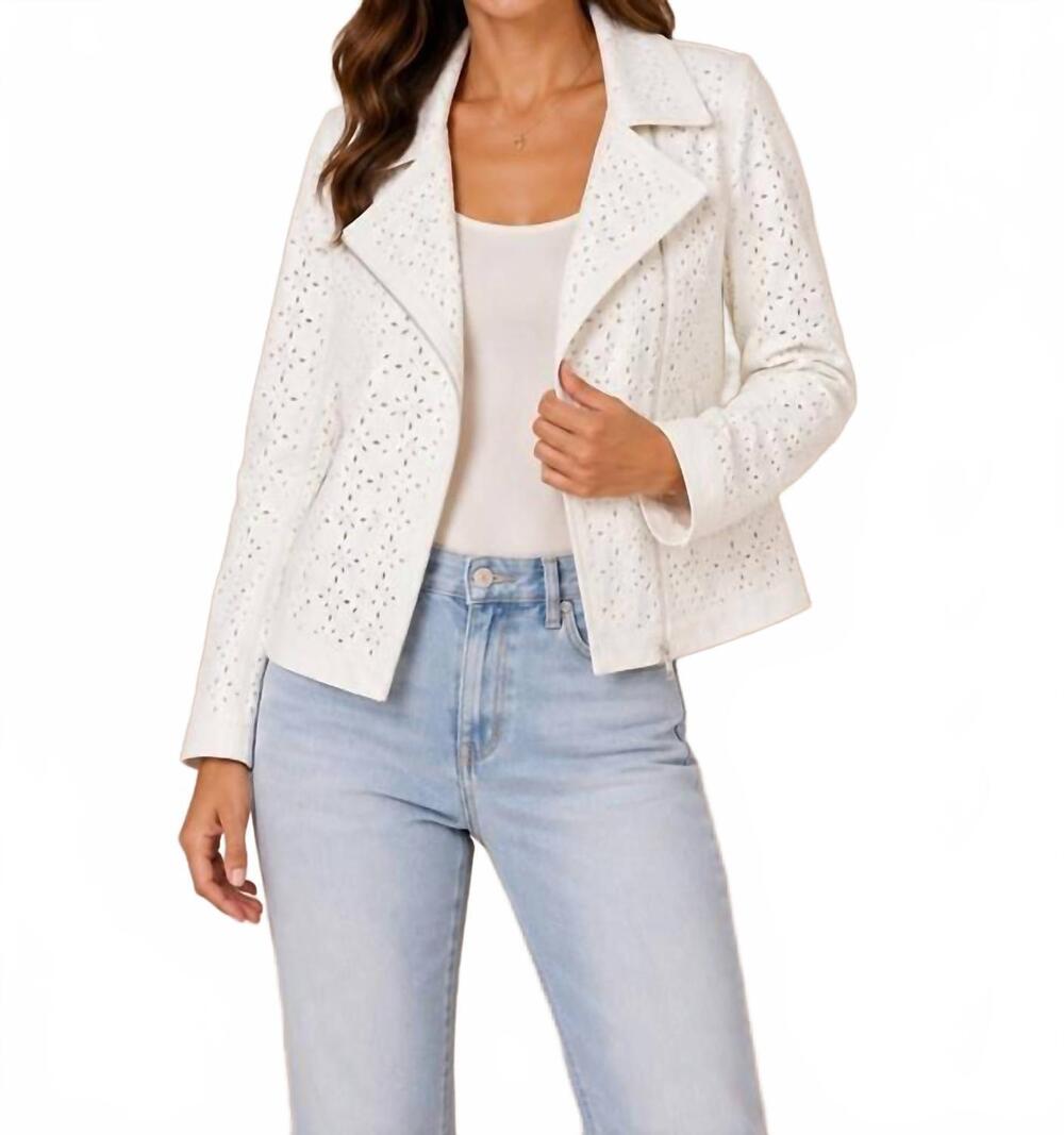 NEW INSIGHT flower laser cut jacket in coconut